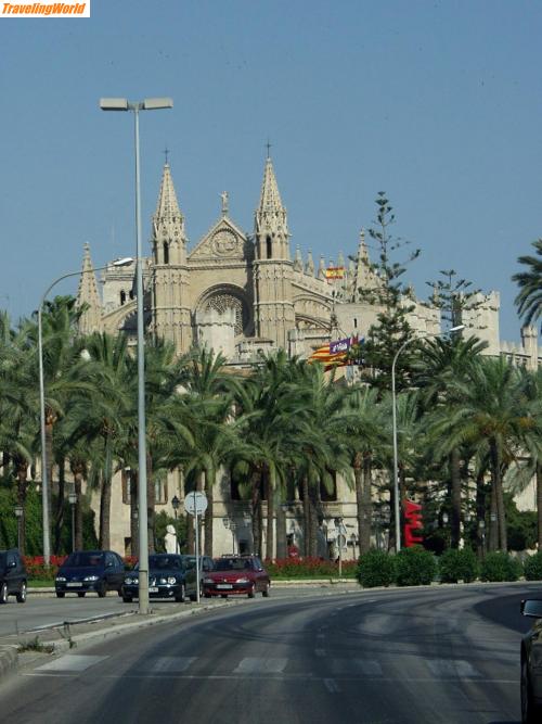 Spanien: M042 / Kathedrale von Palma aus dem Auto heraus...